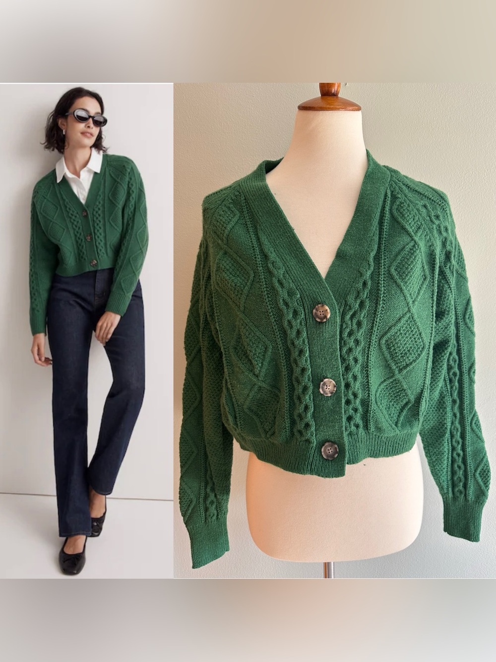 Madewell Cable-Knit Cropped Cardigan